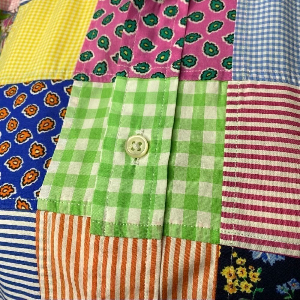 Ralph Lauren Classic Fit Multi Patchwork Cotton Poplin Button Up Shirt - Picture 13 of 16